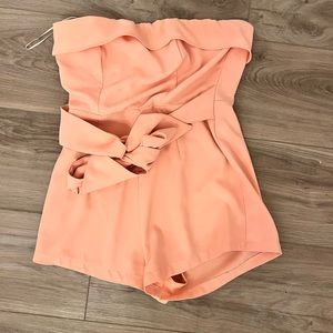Revolve Pink Strapless Romper